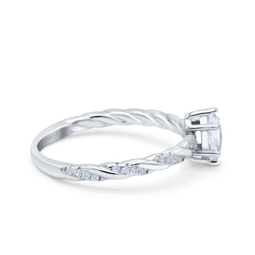 Vintage Style Twisted Band Marquise Wedding Ring Simulated Cubic Zirconia 925 Sterling Silver